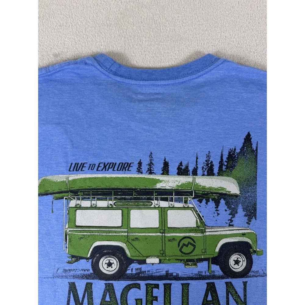 Magellan Outdoors Live‎ To Explore Graphic T-Shirt Men's Medium Blue Camping Tee